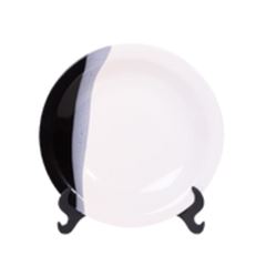 PRATO RASO 25CM PRETO/BCO