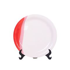 PRATO SOBREMESA 19CM VERMELHO/BCO