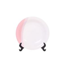 PRATO SOBREMESA 19CM ROSA/BCO