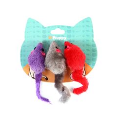 BRINQUEDO 3 RATOS PELUDOS PARA GATO