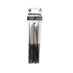 FACA CHURRASCO COLOR PRETO C/ 6PCS