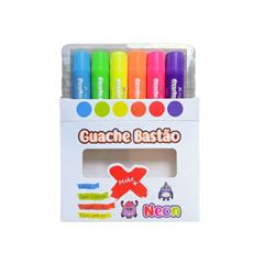 GUACHE BASTÃO 6 CORES NEON 60GR